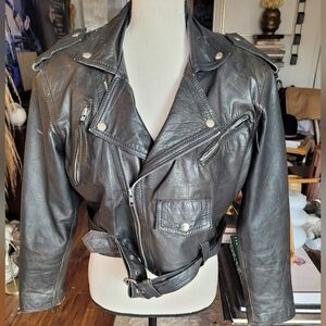 Wilsons Leather Black Biker Jacket